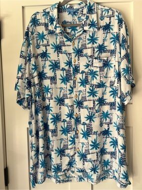 BLUE GINGER Men’s XL Hawaiian Short Sleeve Button Up Shirt Vacation Resort